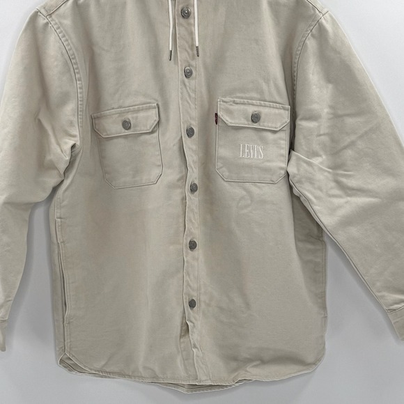 Levi's Hooded Jackson Overshirt Heavyweight Jean Jacket, Beige Sand, Size L, NWT - Picture 8 of 15